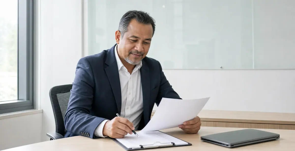 Adviser reviewing loan service documents Adviser reviewing loan service documents