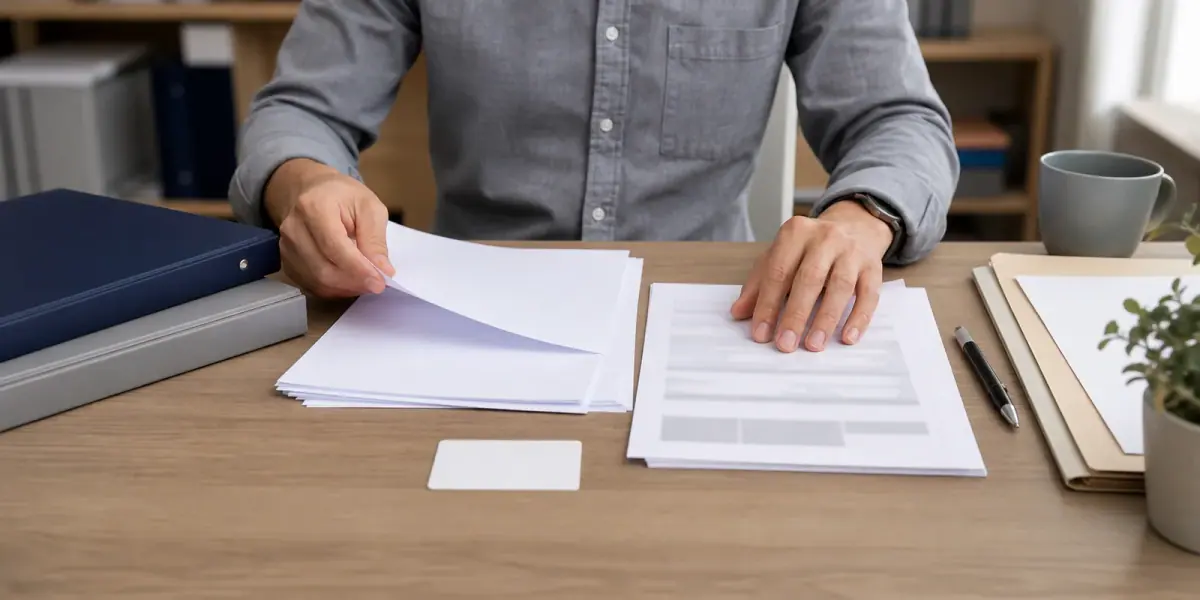 Applicant preparing loan application documents