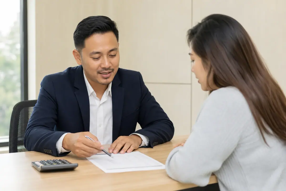 Adviser explaining a repayment plan