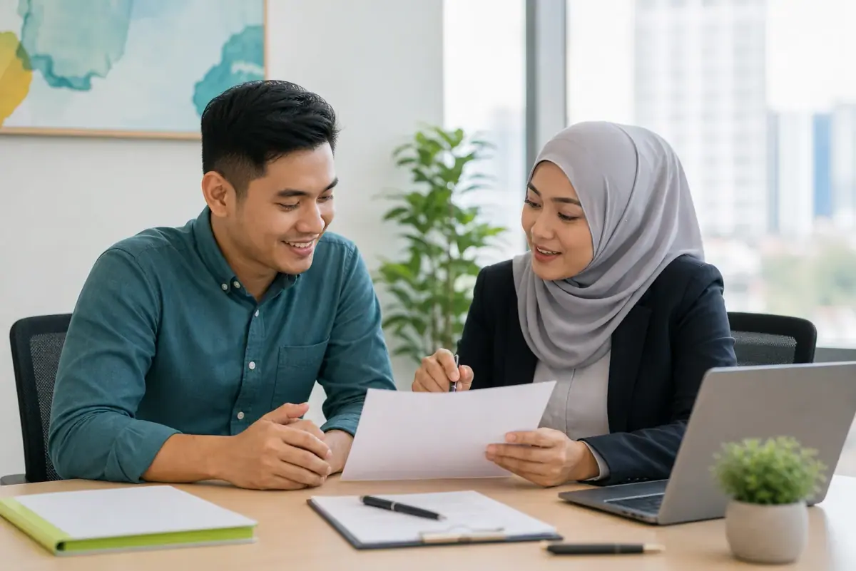 Customer discussing a personal loan application with an adviser