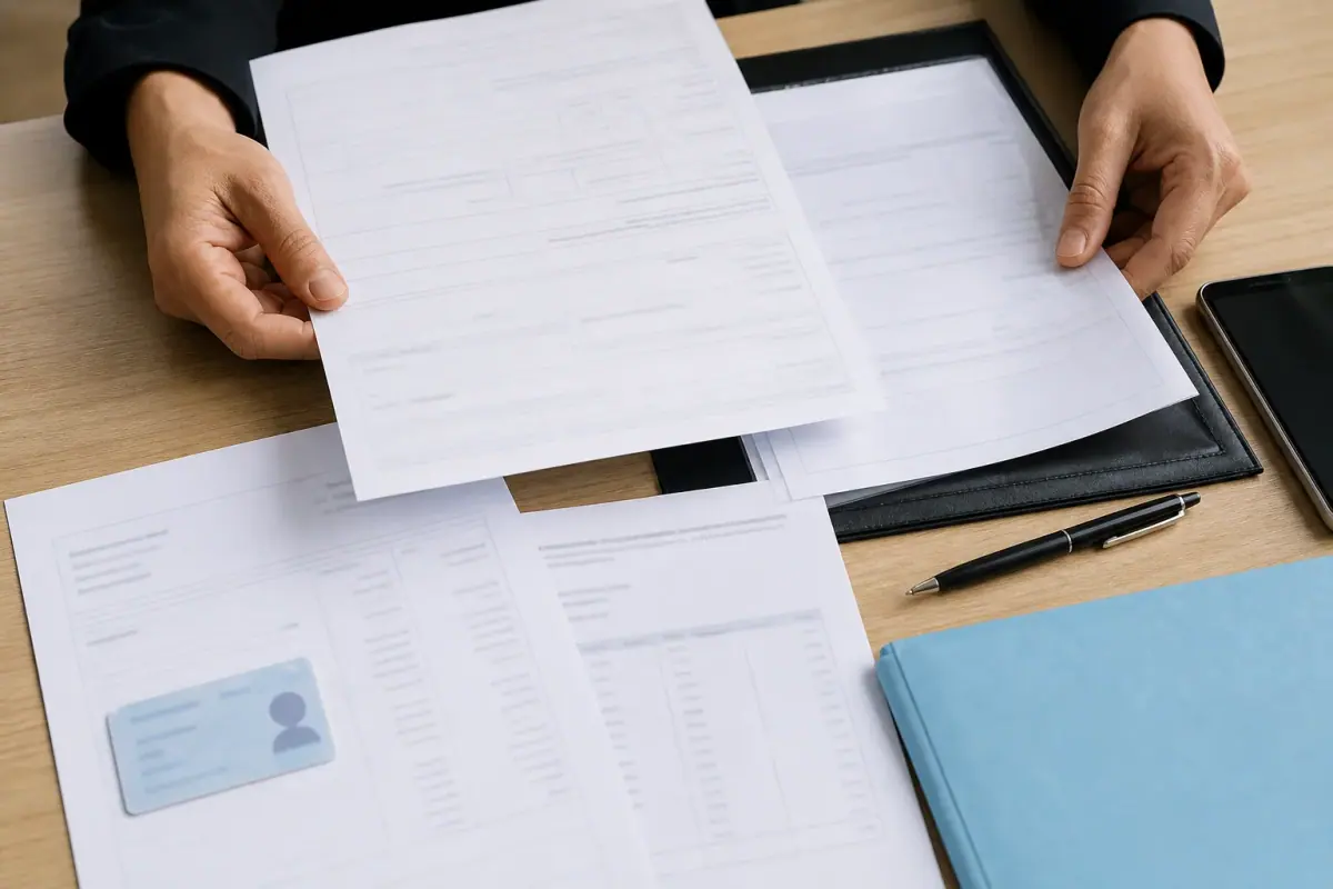 Organised loan application documents on a desk
