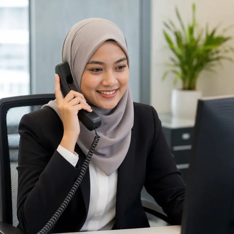 Support representative answering a loan enquiry by phone